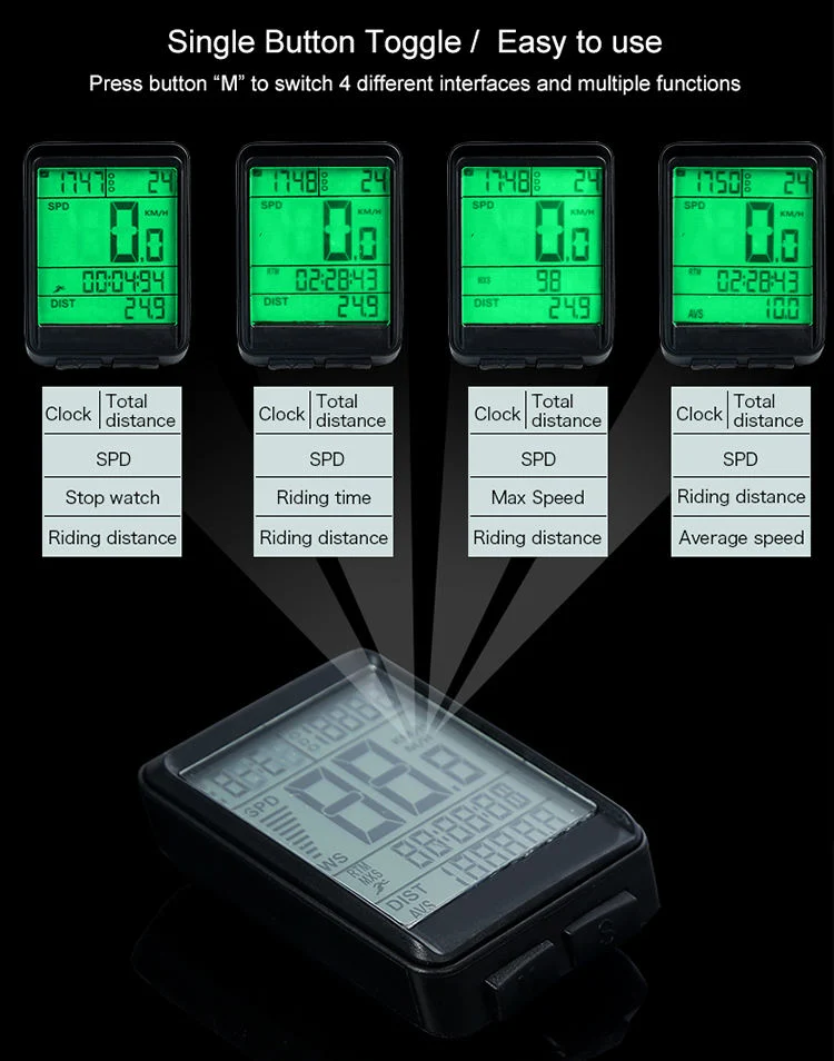 Bicycle Odometer Waterproof Cycle Bike Computer with LCD Display Digital Stopwatch